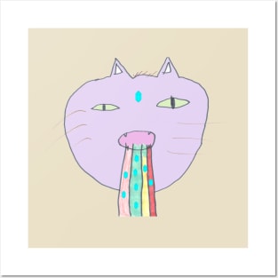 Purple Rainbow Cat Posters and Art